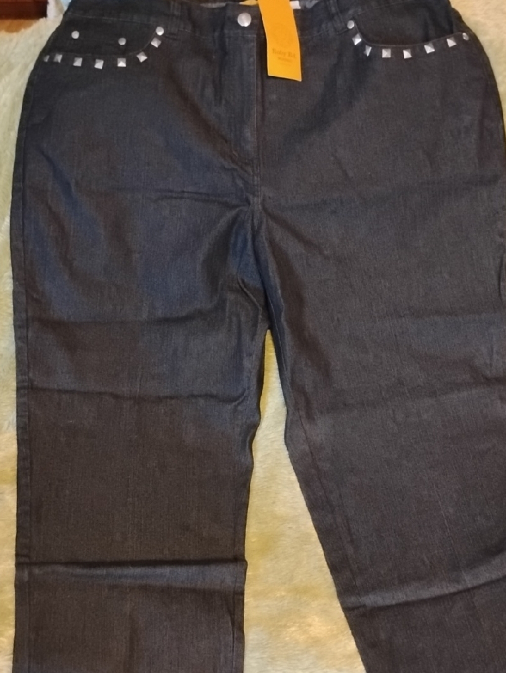 Ruby Rd. Black Washed Jeans with Silver Studs